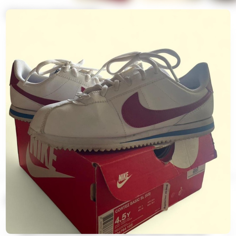 Nike Cortez Basic Classic White Sneakers with Swoosh